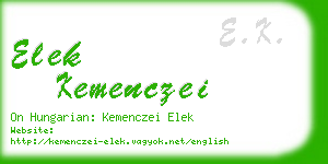 elek kemenczei business card